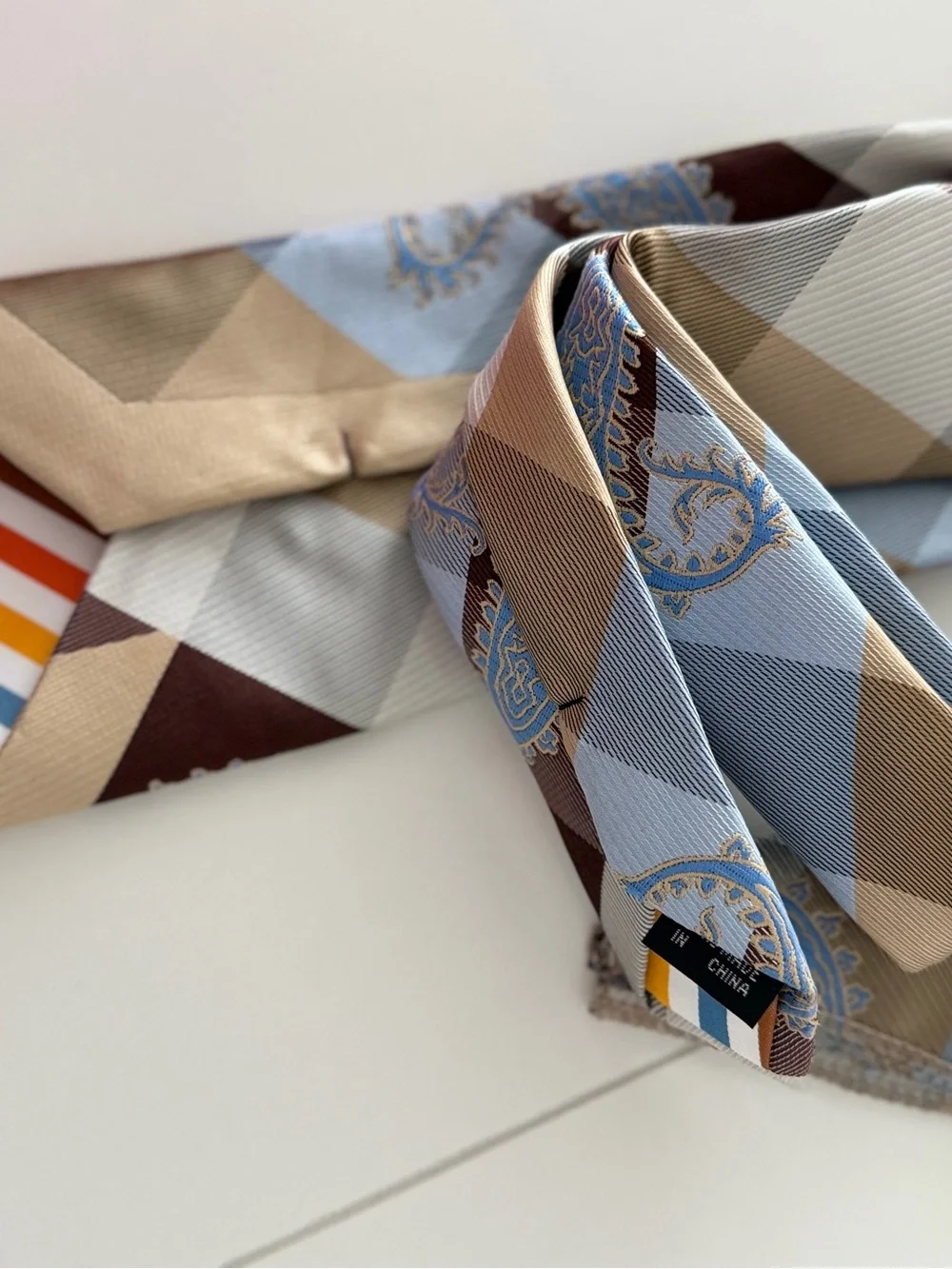 Bruno Conte by Don Jonathan Polyester Tie & Pocket Square Set Blue Plaid